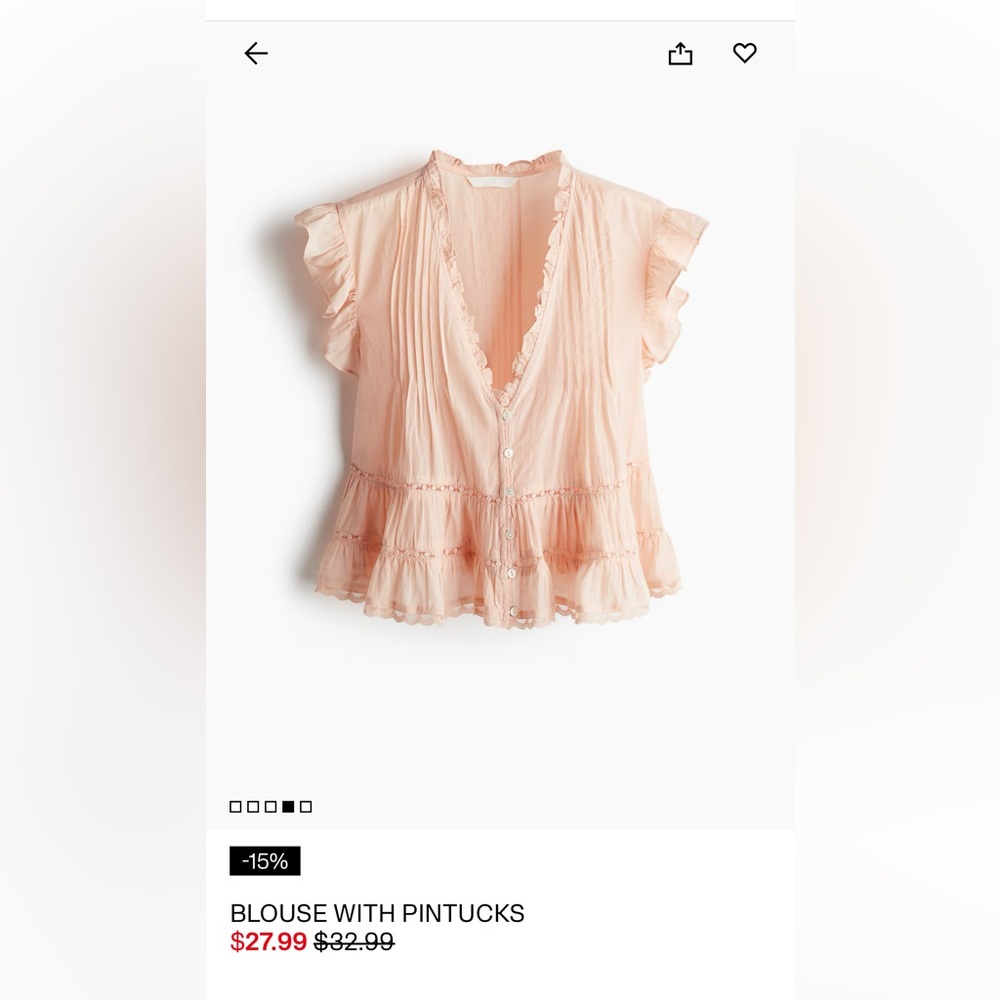 H&M Light Pink Ruffle Blouse